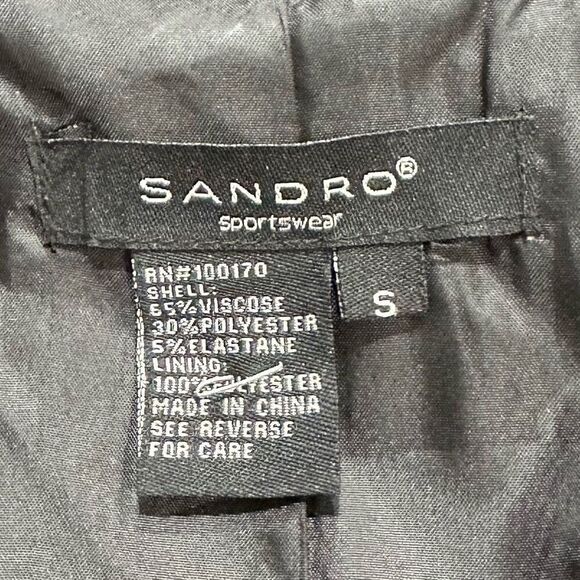 Sandro 4-Button Envelope Collar Black Tie Waist Blazer - Picture 3 of 4